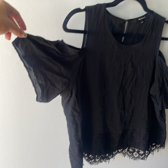 Beautiful Black Cold Shoulder with Lace Blouse from Madewell L​ - Picture 5 of 6